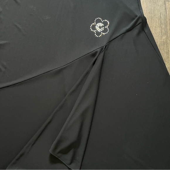 Carlton Sleeveless Black Fit & Flare Maxi Round Neck Slit Evening Gown Dress 12 - Picture 12 of 16